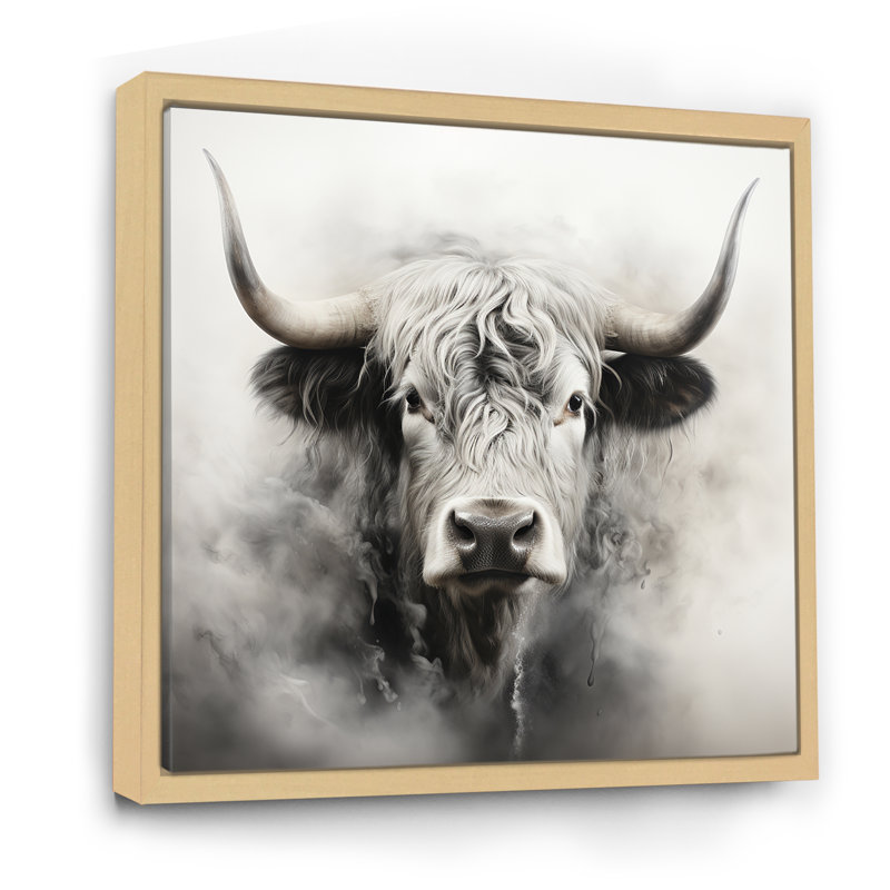 Portrait de vache fumée II - vache, art mural, Cadre flottant brun, H 36 po x l 36 po x P 1,5 po