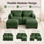 Canapé d'angle modulaire Gatton Channel capitonné, canapé 2 places en chenille avec 2 poufs amovibles, coussins d'assise en mousse haute résilience, design ergonomique incurvé-2101604135