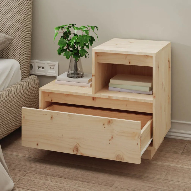 McNab 60cm W Solid Wood Bedside Table, Brown