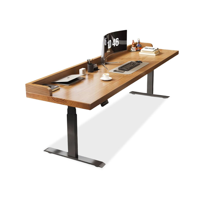 Bureaux rectangulaires en bois massif brun, 53.15" H x 78.74" W x 27.56" D