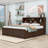 King Two Drawers Wood Platform Bed with Headboard and USB-106897436