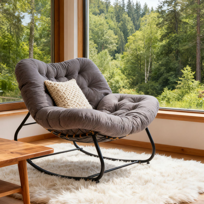 Fleece Fabric；Iron Rocking Chair, Grey