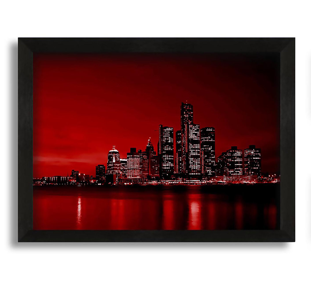 Gerahmtes Poster Detroit Red Nights in Canvas