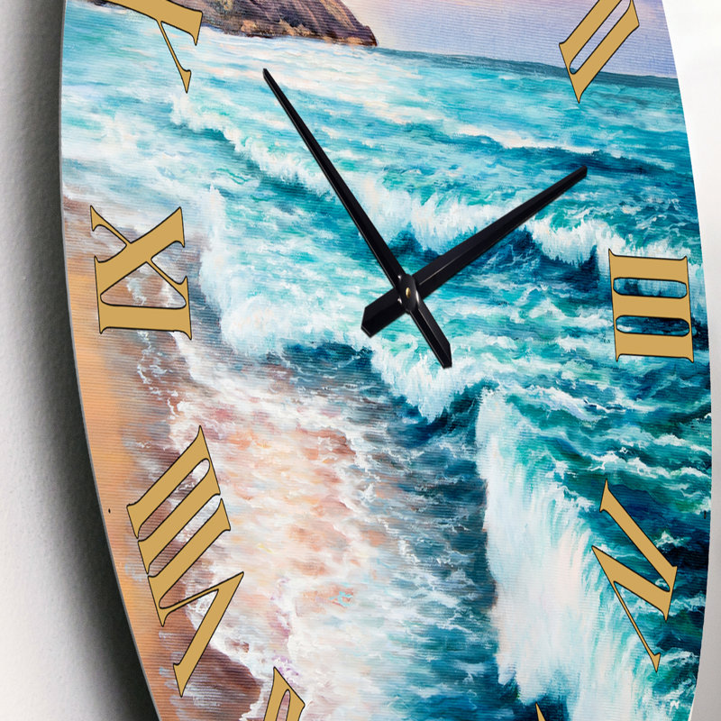 Horloge murale nautique et côtière pastel, Petit