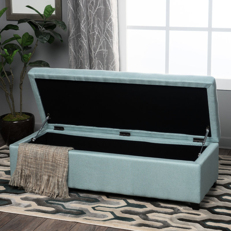 Rangement en tissu d'ameublement bleu - Améliore l'esthétique de la pièce et améliore la fonctionnalité du banc