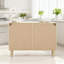 Buffet décoratif en rotin avec 4 portes, tablettes réglables pour un rangement polyvalent dans la cuisine et le salon, console console