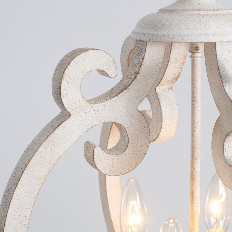 Fasiha 4-Light Farmhouse Chandeliers Global Lantern Adjustable Rustic Kitchen Island Cottage Candle Pendant, White