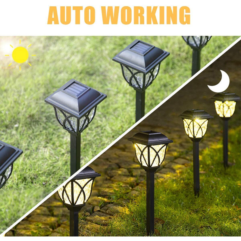 Ensemble de lumières de sentier intégrées à énergie solaire noires à DEL