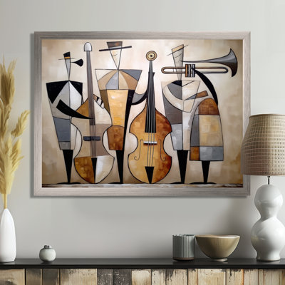 Abstract Jazz Band In New York City - Music Jazz Canvas Print Wall Art, Brown Vintage Wall Decor