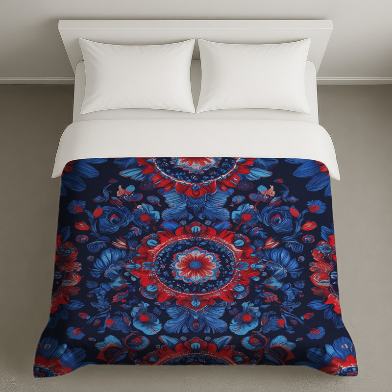 Housses de couette à motif floral complexe, Très grand lit