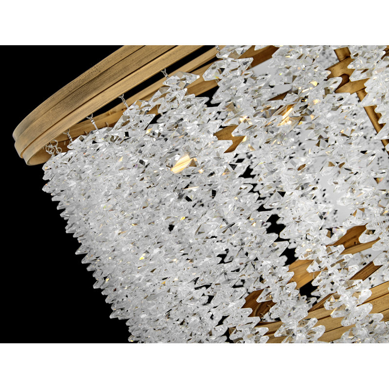 Rubina Multi-Tier Chandelier w/ Hand-Strung Crystal Strands, 32" H x 26" W x 26" D, 10