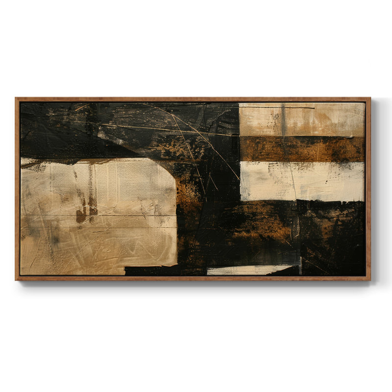 Abstrait, série CCXLVI, toile tendue avec châssis, prête à être accrochée, H 25 po x l 49 po, Noyer