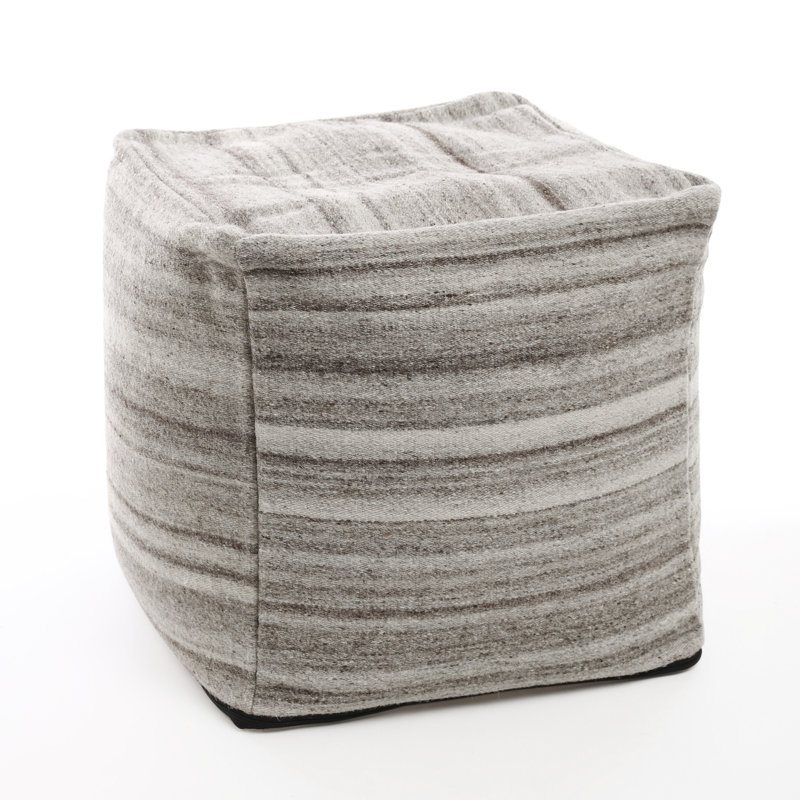 Burliegh Upholstered Pouf, Light Gray