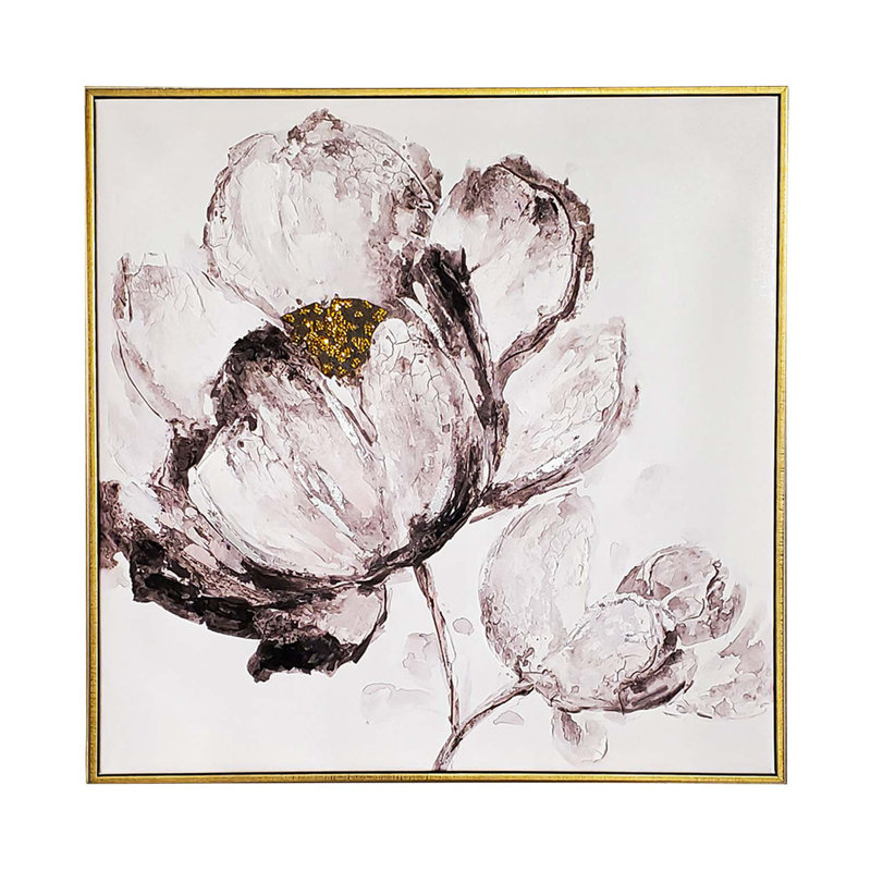 «Sparkles Home», art mural sur toile strass 3D en noir et blanc | Cadre flottant argenté et doré, 36 pi x 36 pi