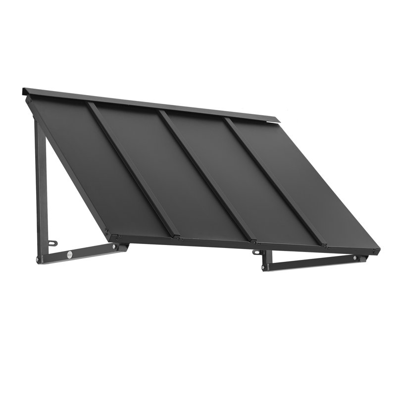 Awntech Houstonian Standing Seam Metal Fixed Awning, Black, 24" H x 44" W x 24" D, Galvanized Steel