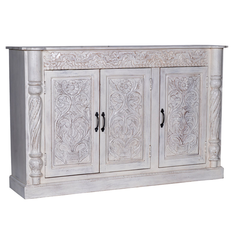 60'' Solid Wood Sideboard, White Washed
