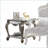 Antique Platinum Square Coffee Table with Scalloped Wood Top & Rectangular Storage Shelf-582105254