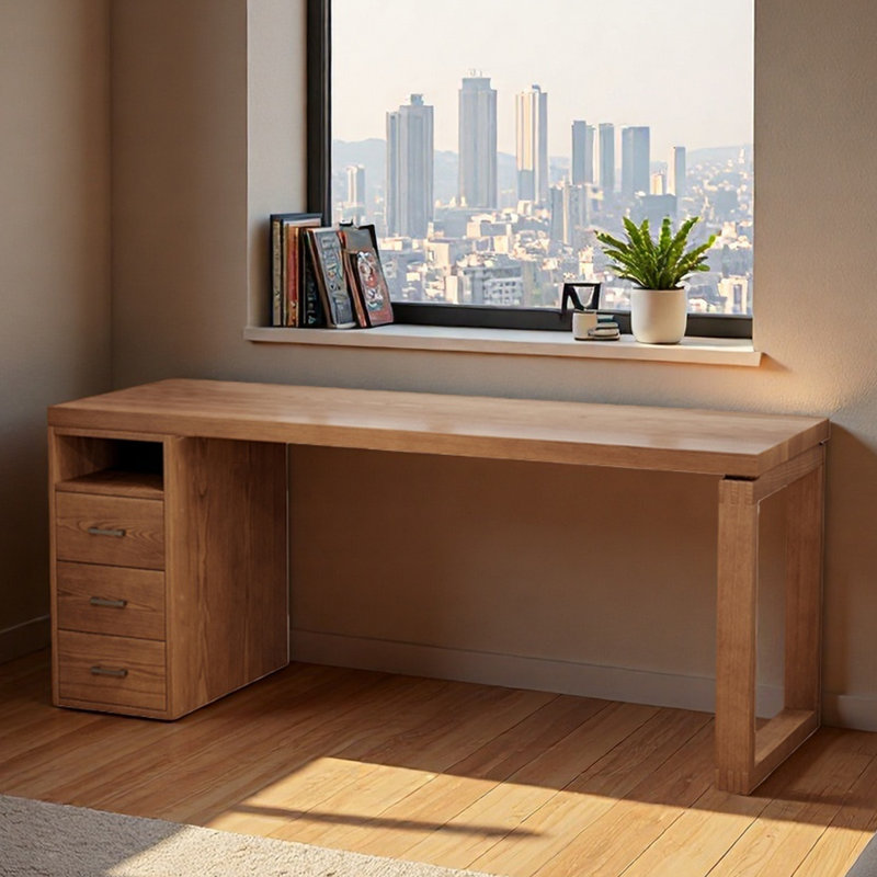 Bureau de travail en pin massif avec tiroir flottant Stora, H 29,53 po x l 55,12 po x P 23,62 po
