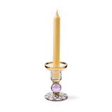 Violet Check Large Glass Candlestick