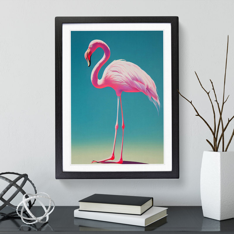 Solo Flamingo - Framed Print, Black, 64cm H x 46cm W x 2cm D