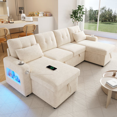 Chenille Chaise End Sofa