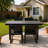 Outdoor Dining For 4 - Patio Table With Umbrella Hole And Armrest Chairs, Option Deck Poolside In Black 5 Weather- Ideal Gatherings-779688591