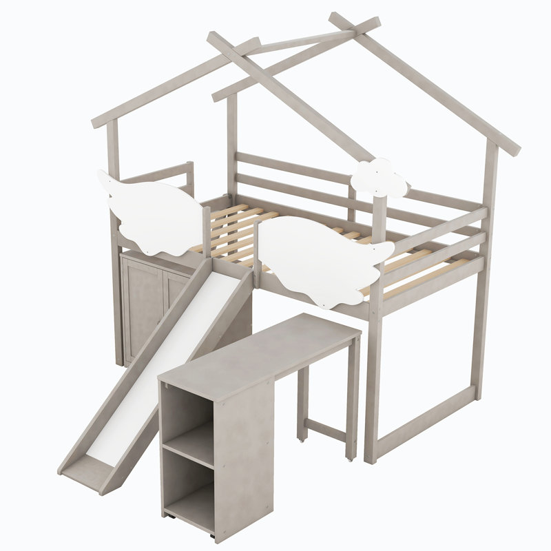 Lit pour enfant Shameka, Gris clair