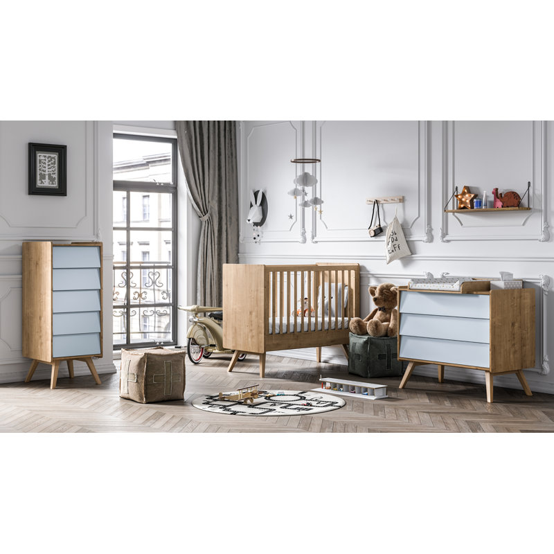 Antoine Changing Table, Oak/Light Blue