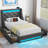 Upholstered Platform Bed Frame with Wingback Headboard & LED Lights& 4 Storage Drawers-966201849-966201854