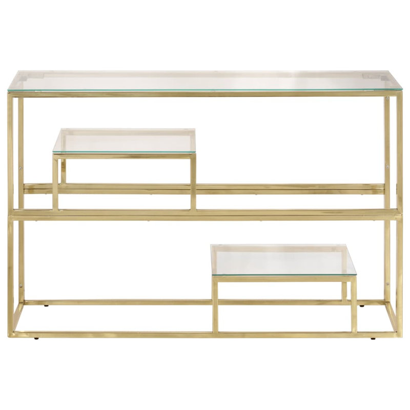 Calisto 110cm Glass Top Console Table, Clear, Gold