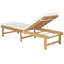 Chaise longue inclinable simple en acacia avec coussins de 75,2 po de longueur Matheny-15844679