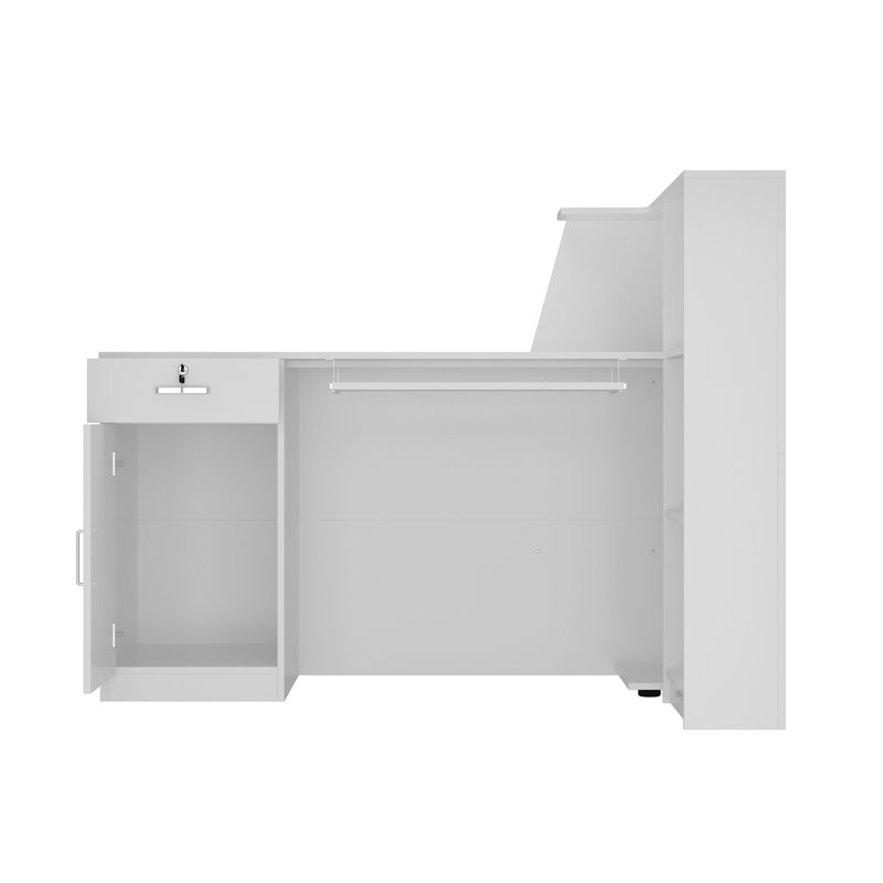 55'' W Reception Desk With Lockable Drawer And Little Bookcase