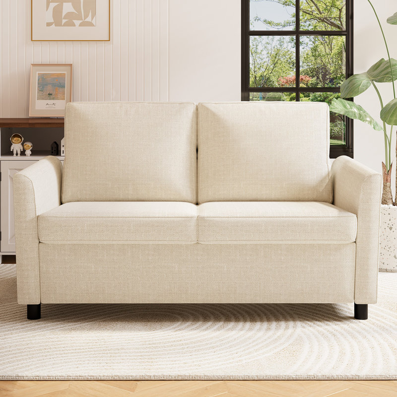 2 Seater Linen Loveseat, Beige