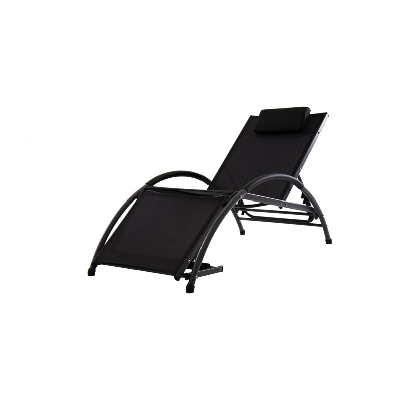 Vivere Dematteo Aluminum Reclining Dockside Lounger Made with Premium Phifertex Outdoor Fabric, Black Ink