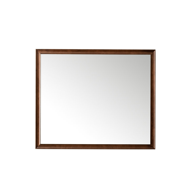 Glenbrooke Solid Wood Beveled Wall Mirror, Mid-Century Walnut, 40" x 48"