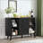Sideboard Buffet Cabinet With 2 Sliding Tambour Doors And 3 Drawers, Storage Cabinet With Adjustable Shelves For Living Room-1004971512