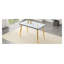 Table de salle à manger moderne en faux marbre pour 4 à 6 personnes | Table de cuisine rectangulaire en verre trempé avec pieds fuselés argentés-1508801057