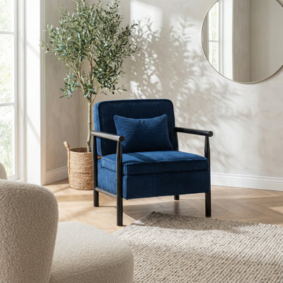 Fauteuil d'appoint moderne rembourré avec compartiment de rangement et coussin de soutien pour le salon, la chambre à coucher ou le solarium