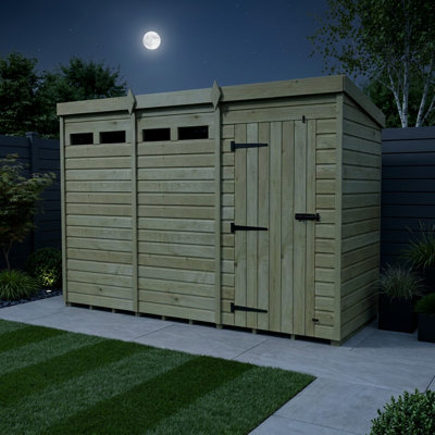 Total Sheds 12ft x 4ft Security Pent Shed - Heavy-Duty Hasp Staple Anti-Tamper - Pressure Treated Timber - UK Manufactured