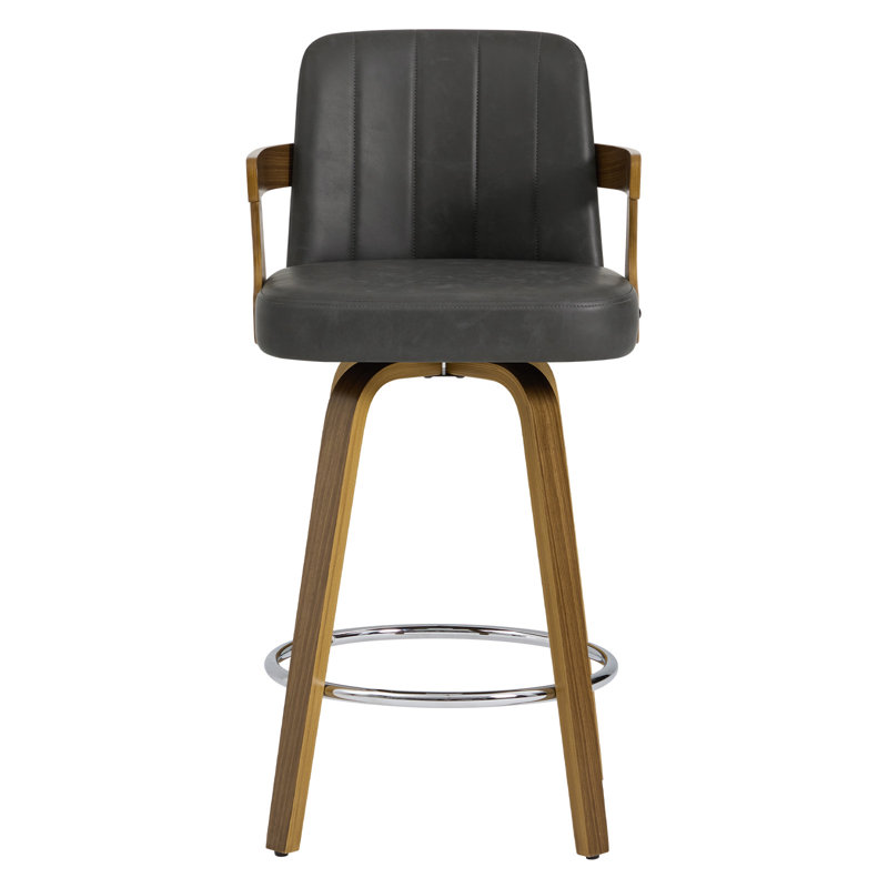 Tabouret de bar et de comptoir pivotant 26 po avec accoudoirs, Gris, Tabouret de comptoir (siège d'une hauteur de 26 p