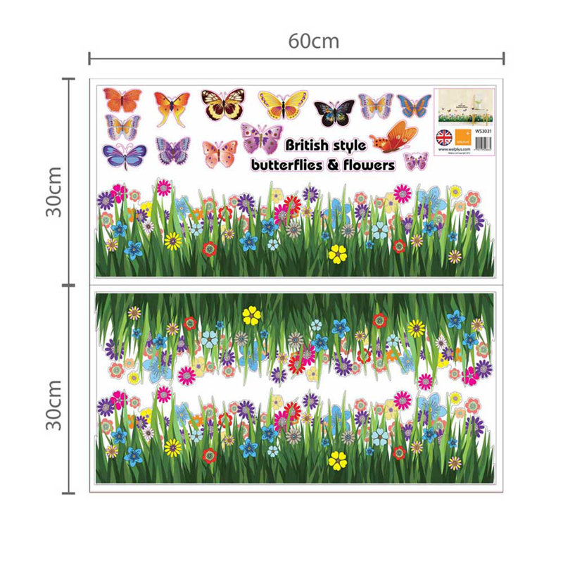 Décalcomanie murale herbe et inverseur papillon