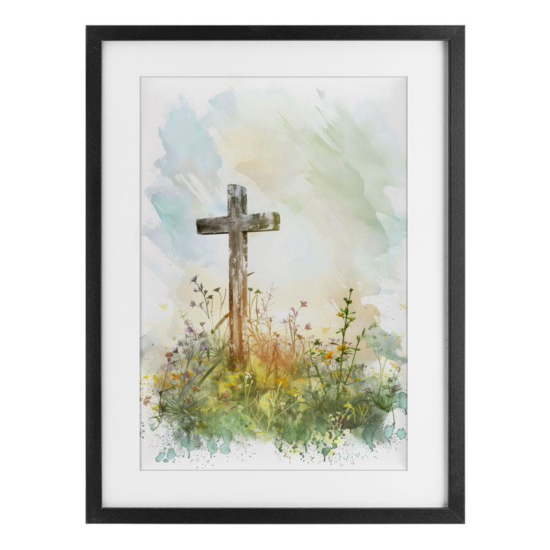 «Sunlit Faith And Flowers», reproduction encadrée sous verre, design by Creative Studio, H 20 po x l 14 po, Noir