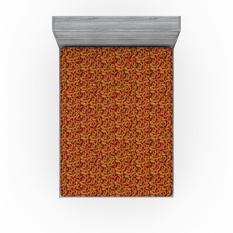Ambesonne Ombre Fitted Sheet 2-Pack Teal Shades Design, Burgundy Mustard Floral, California King Fitted Sheet