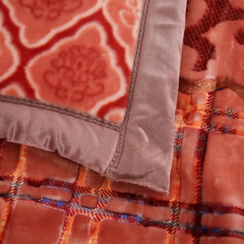 Thick Soft Bed Blanket, 2 Ply Double-Sided Fleece Blanket, 87" x 94", Warm Cozy Blanket for All Seasons, Orange Floral