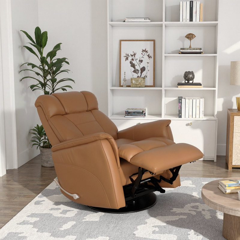 Plush Swivel Glider Recliner w/ Adjustable Headrest & Footrest - Premium Comfort Lounge Chair, Manual - Handle / Lever