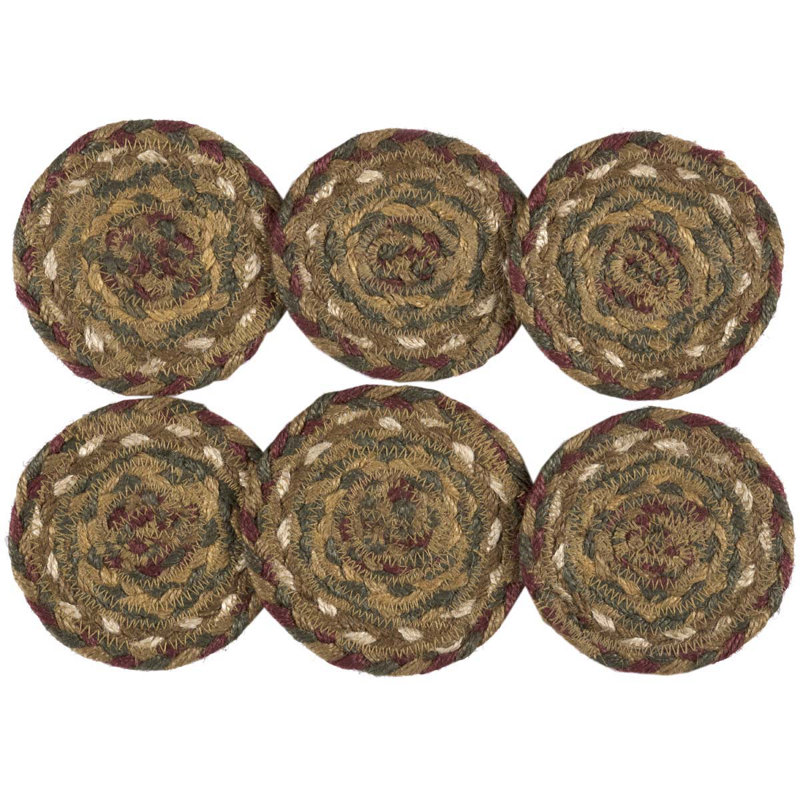 Annabelle Jute Round 6 Piece Coaster Set