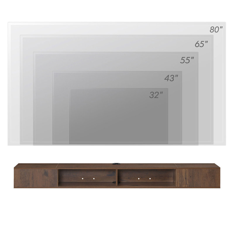 Tilmann Unfinished Floating TV Stand for TVs up to 75", Brown