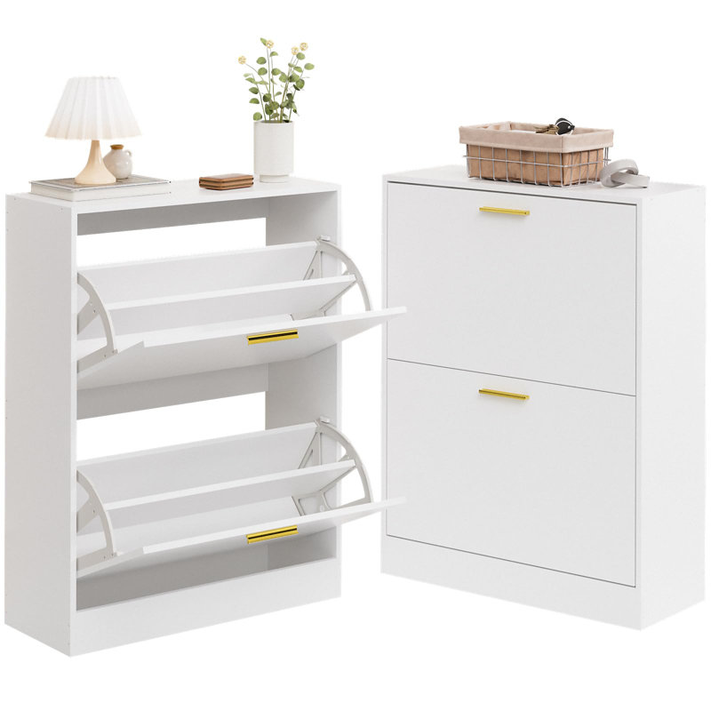 Armoire à chaussures avec 4 tiroirs rabattables, Blanc
