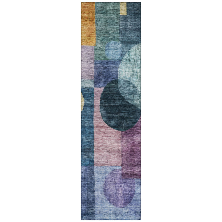 Machine Washable Indoor/Outdoor Chantille ACN1114 Blue Rug