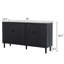 Buffet en bois avec accent noir pour armoire de chambre à coucher 4 portes Cuisine, chambre à coucher, bureau